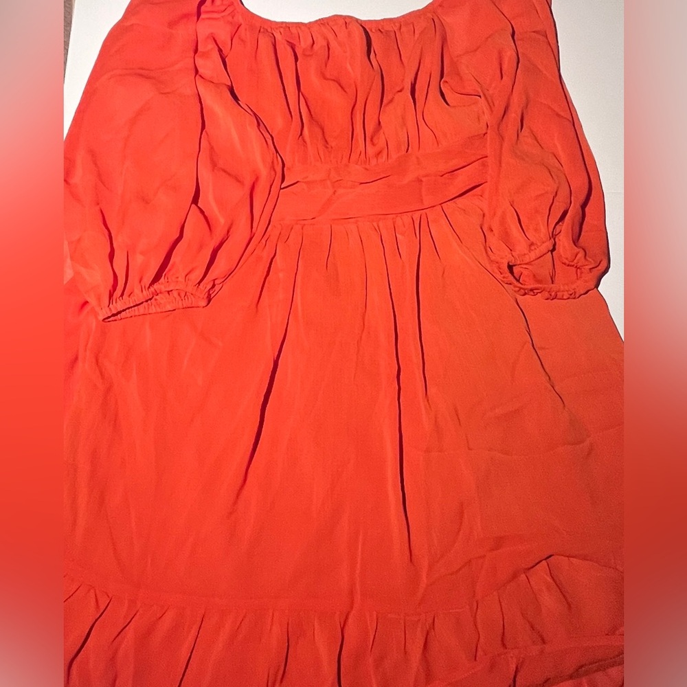 NWOT Dokotoo Squa e Neck Dress Lantern Sleeve Ruffle A-Line Tie Backless - Picture 6 of 9